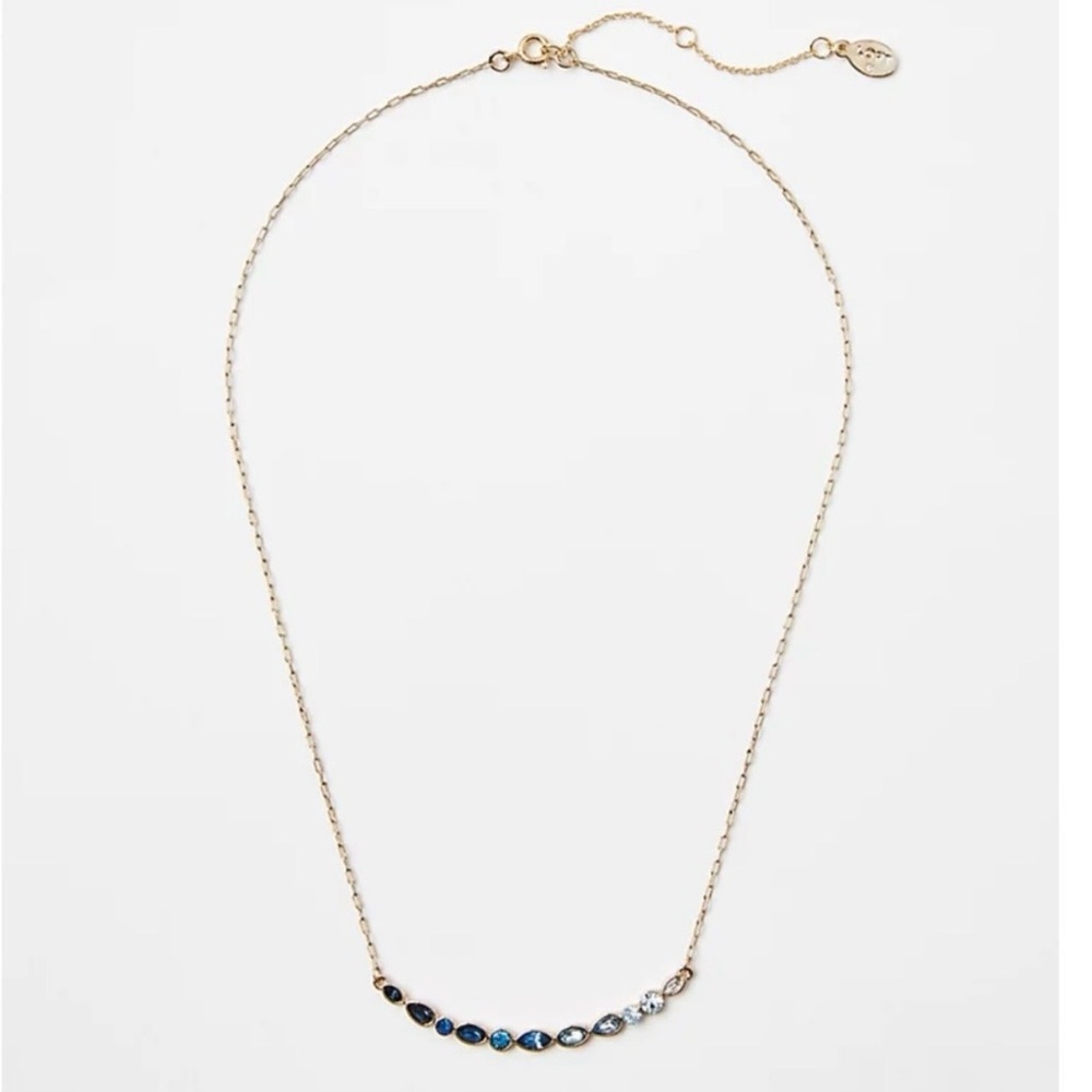 NWT  LOFT  Blue Ombré Crystal Delicate Gold Necklace